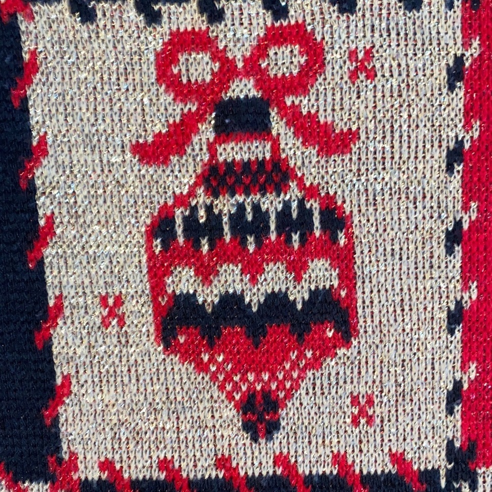 Vintage Festive Holiday Sweater - Red Gold and Black - Picture 3 of 4